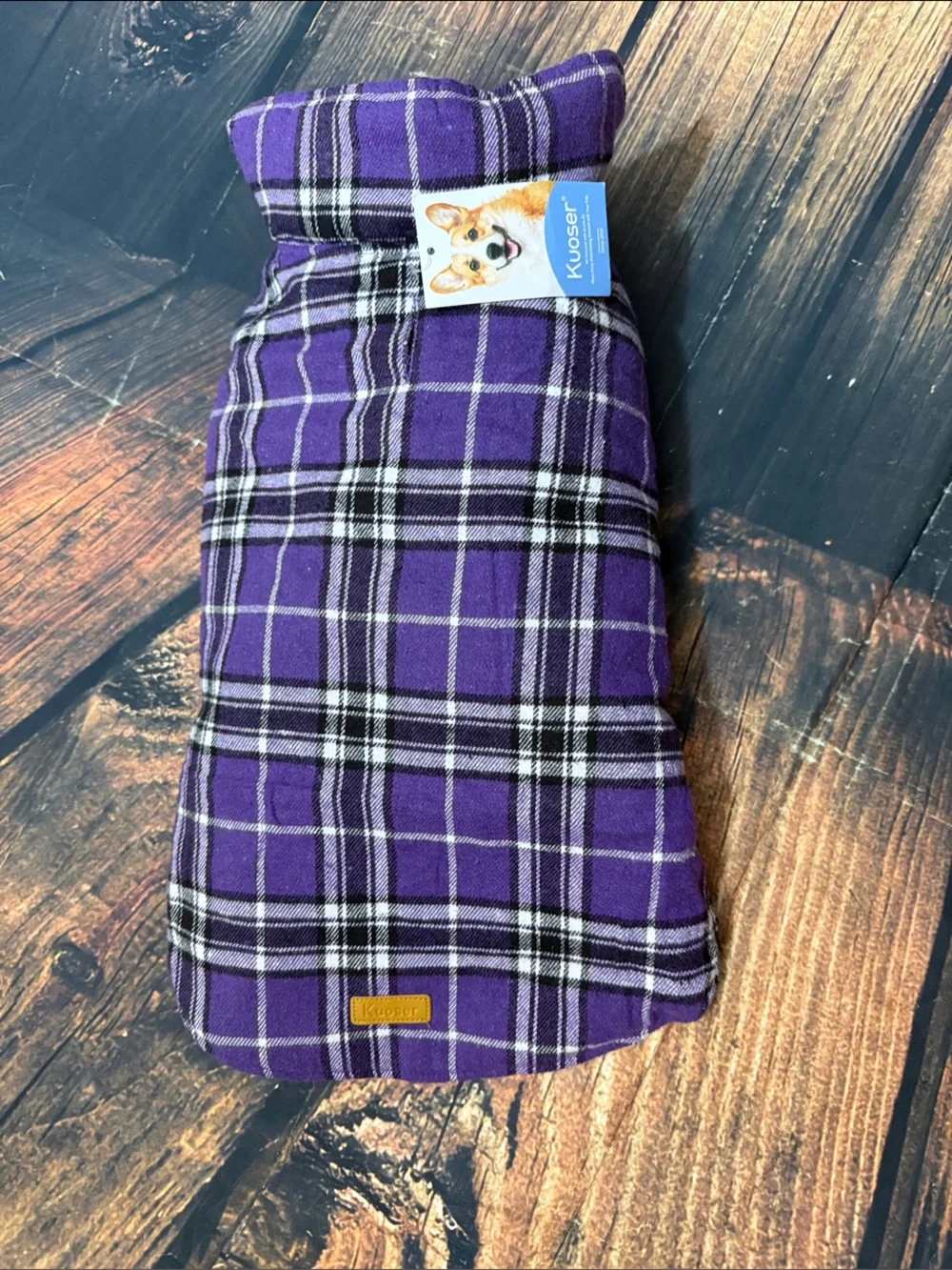 Kuoser Purple Plaid Dog Coat - Warm Flannel Jacket